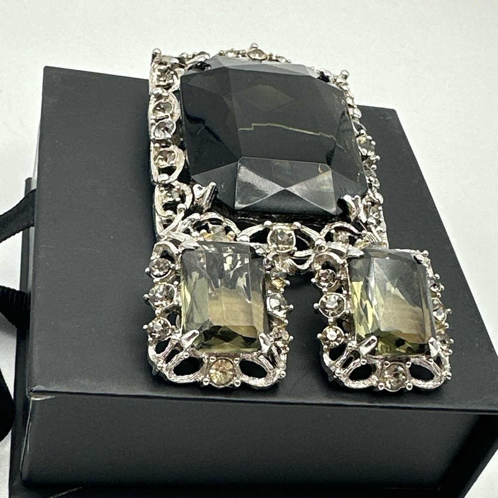 Vintage‎ Sarah Coventry Smokey Quartz Celebrity Brooch & Earring Set #752